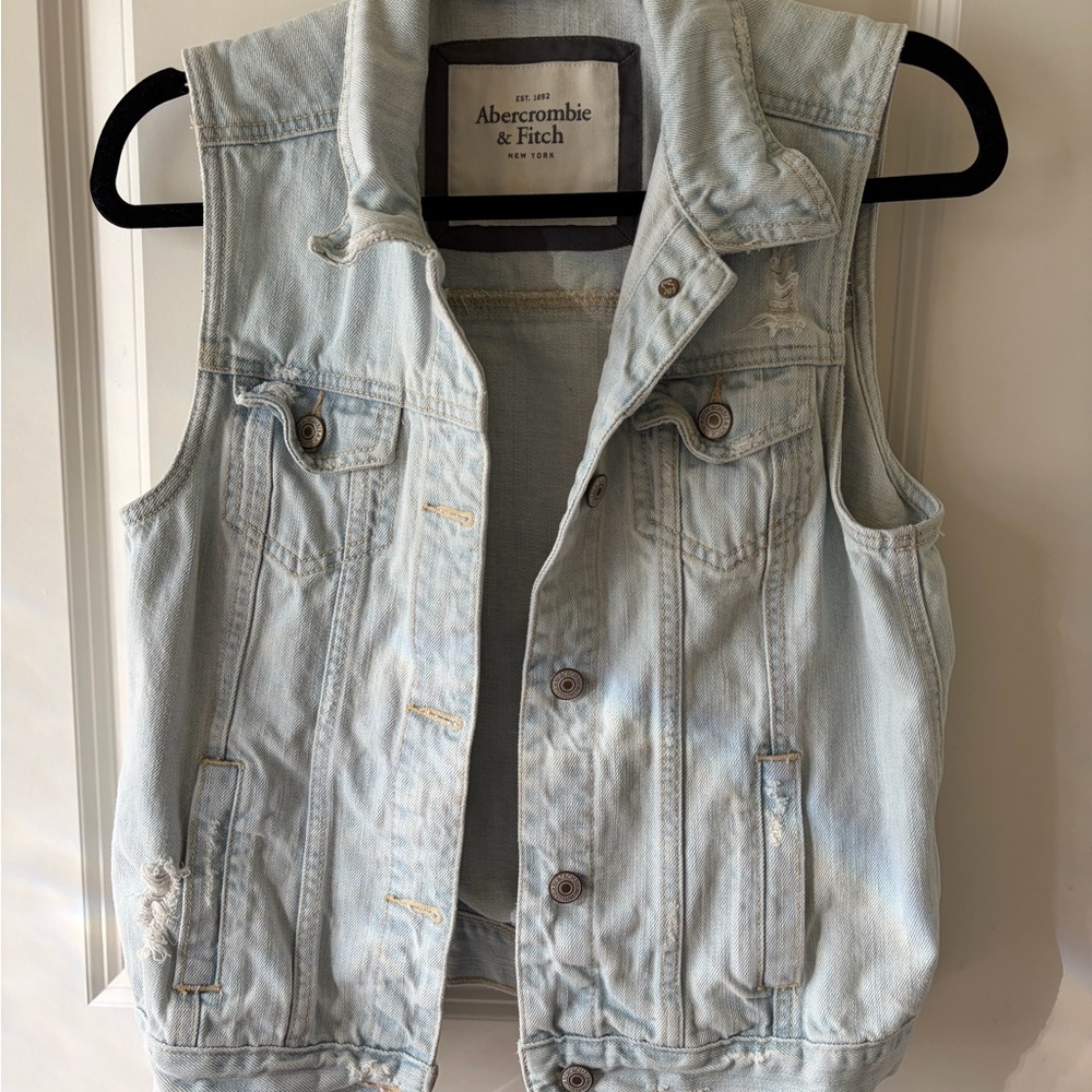 Abercrombie & Fitch Faded Blue Denim Vest